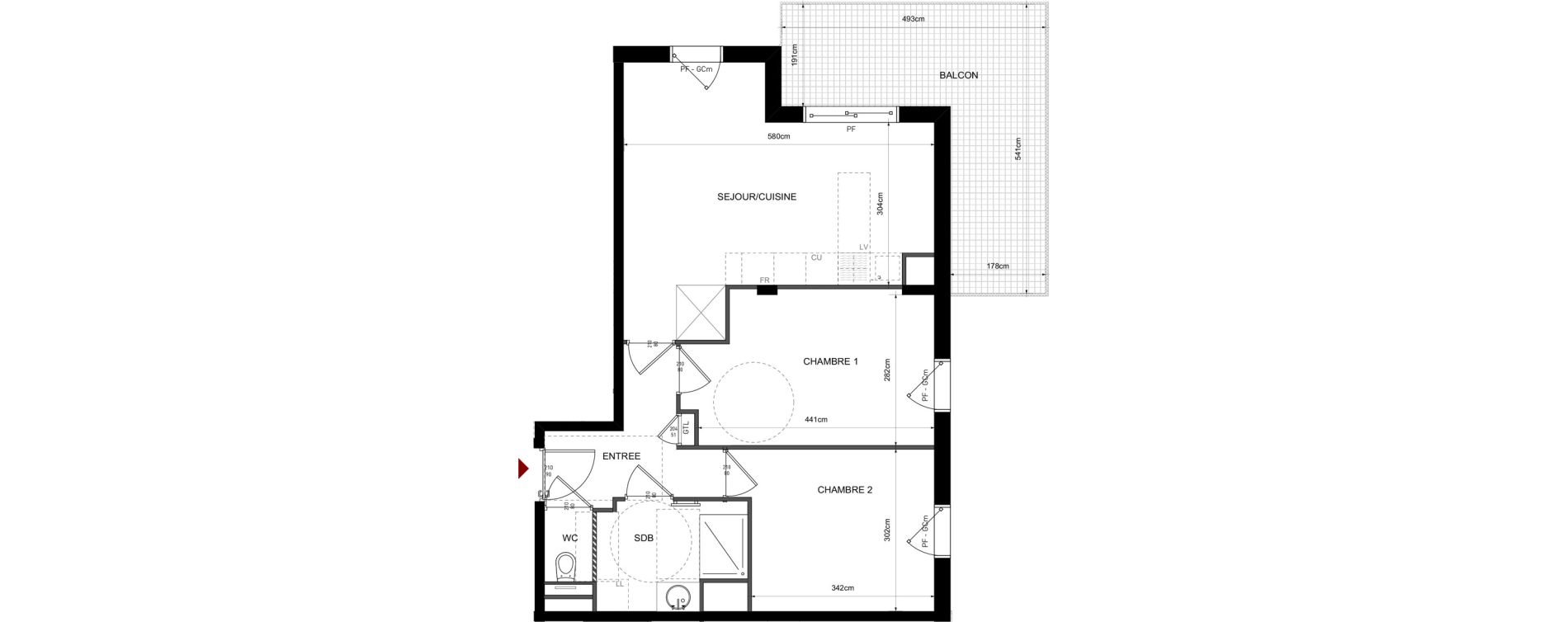 Appartement T3 de 57,59 m2 &agrave; Lyon Bellecombe - thiers (6eme)