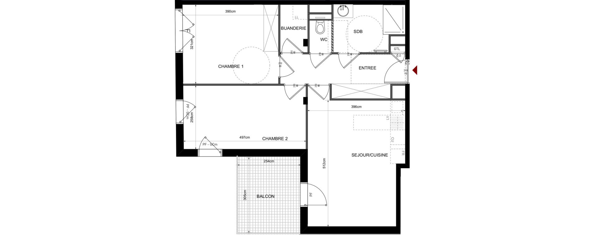 Appartement T3 de 61,48 m2 &agrave; Lyon Bellecombe - thiers (6eme)