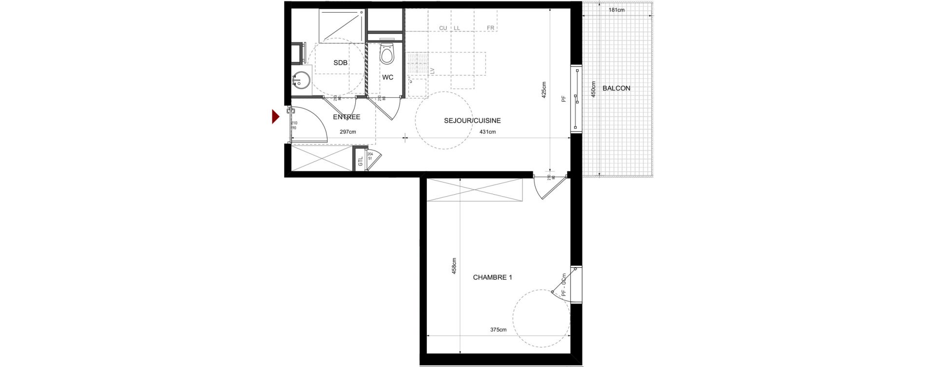 Appartement T2 de 46,68 m2 &agrave; Lyon Bellecombe - thiers (6eme)