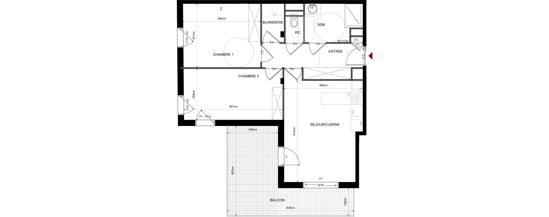Appartement T3 de 61,60 m2 &agrave; Lyon Bellecombe - thiers (6eme)