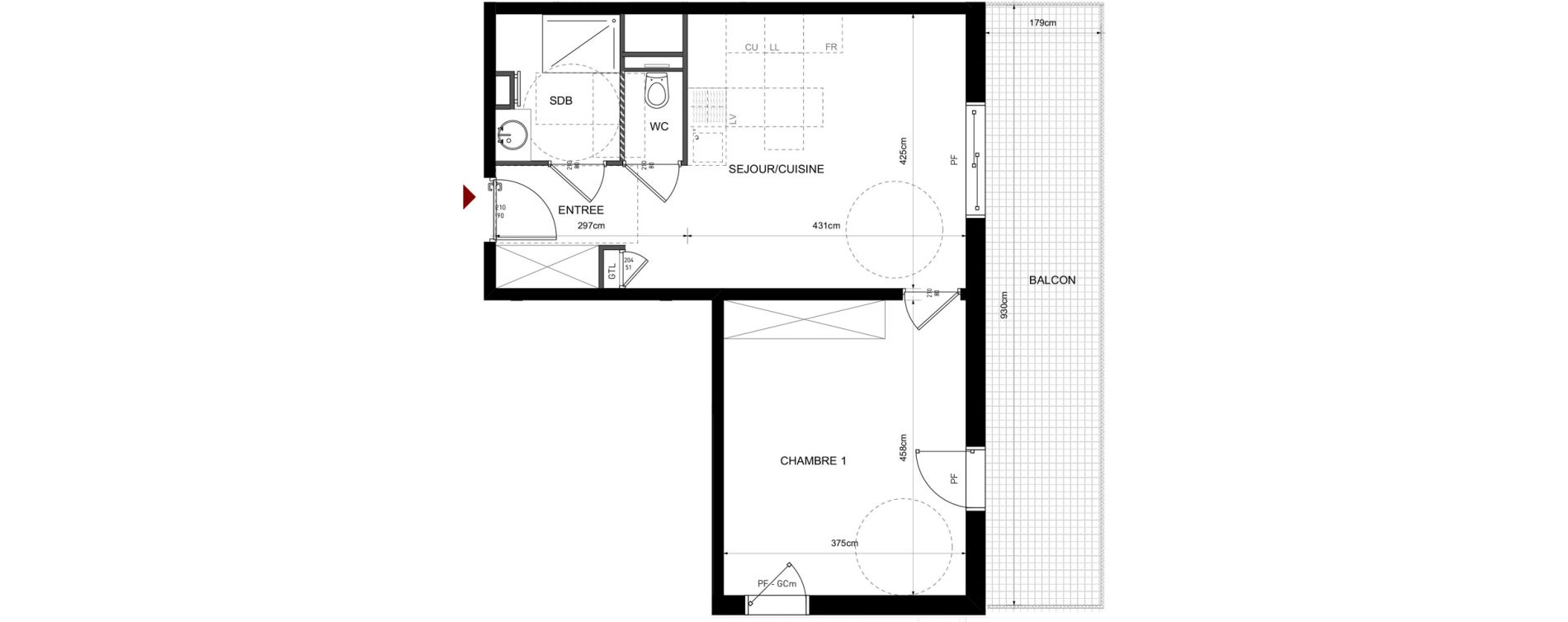 Appartement T2 de 46,68 m2 &agrave; Lyon Bellecombe - thiers (6eme)