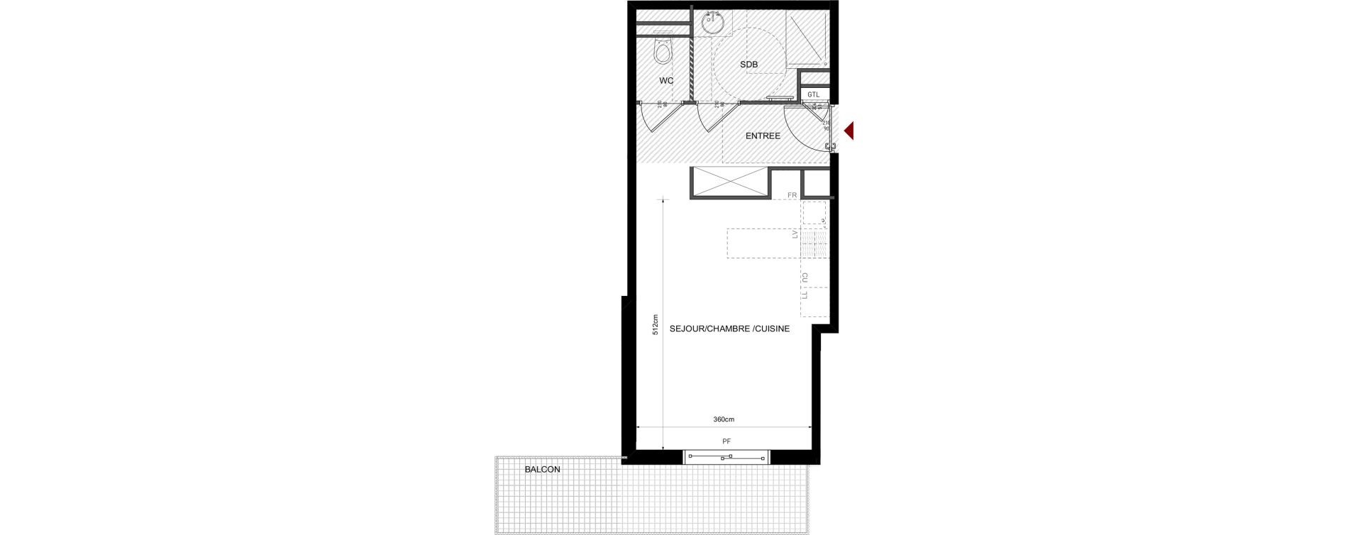 Appartement T1 de 31,73 m2 &agrave; Lyon Bellecombe - thiers (6eme)