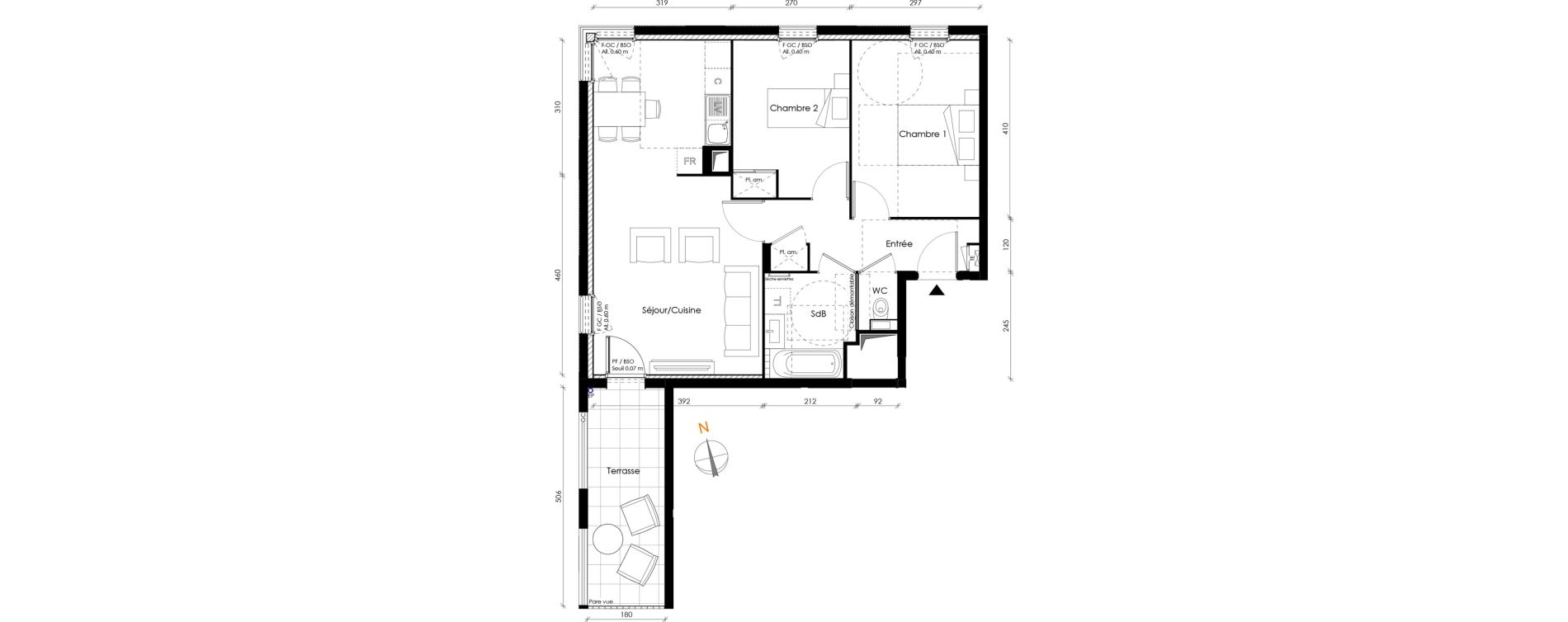 Appartement T3 de 61,66 m2 &agrave; Lyon Transvaal (8eme)