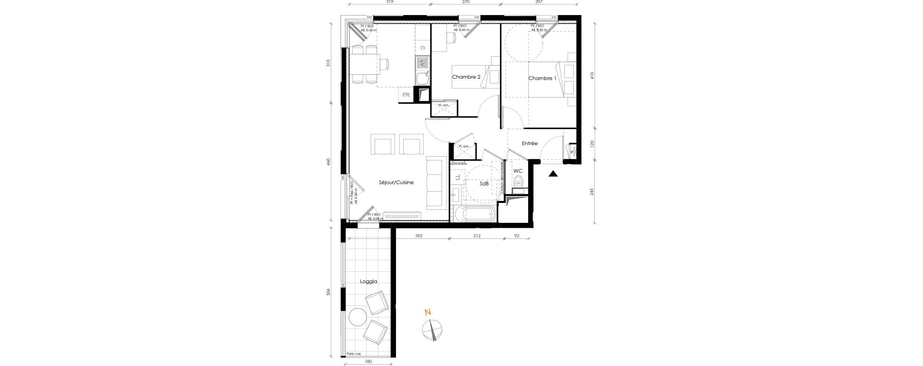 Appartement T3 de 61,65 m2 &agrave; Lyon Transvaal (8eme)