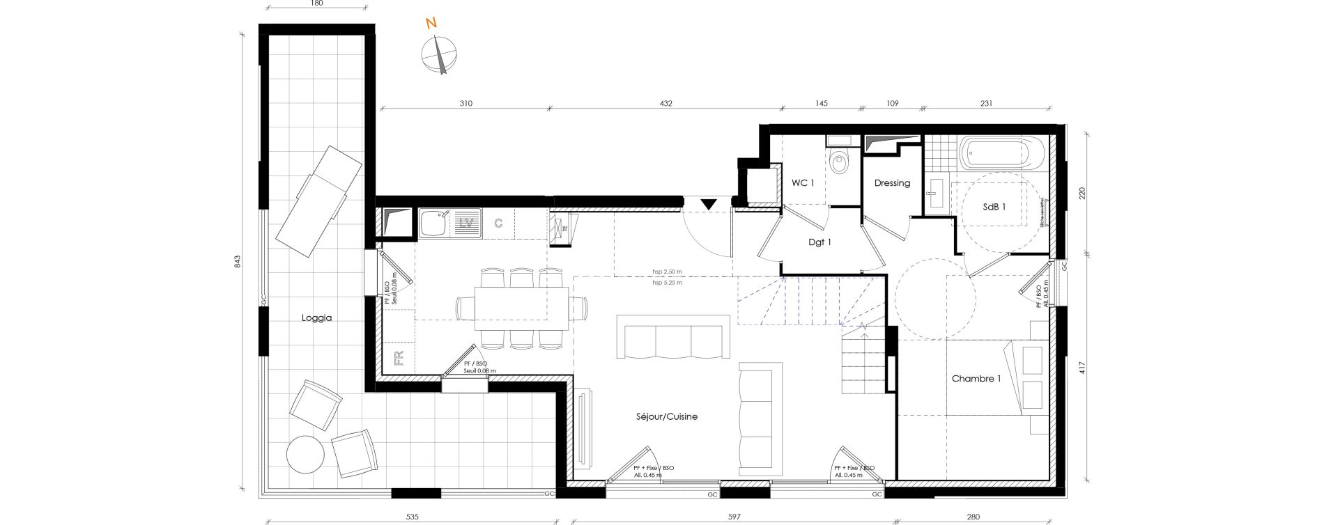 Duplex T4 de 94,95 m2 &agrave; Lyon Transvaal (8eme)
