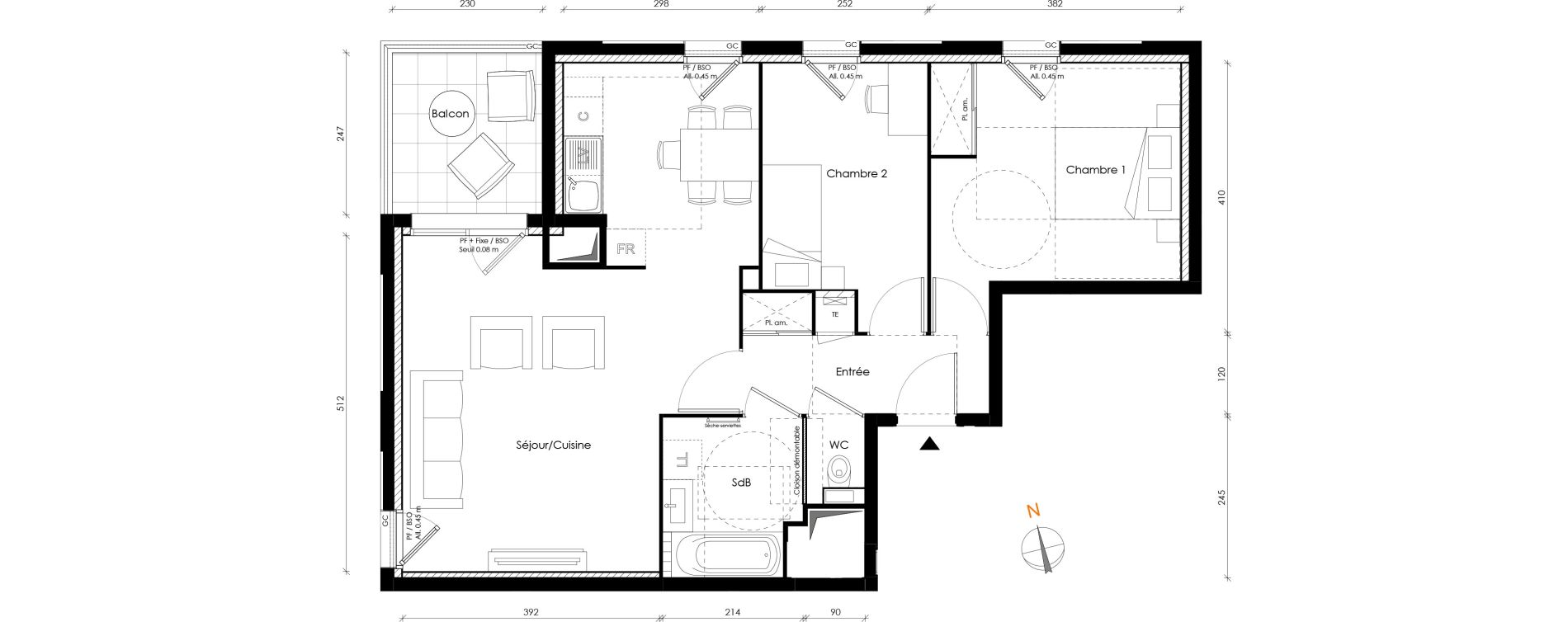 Appartement T3 de 64,50 m2 &agrave; Lyon Transvaal (8eme)
