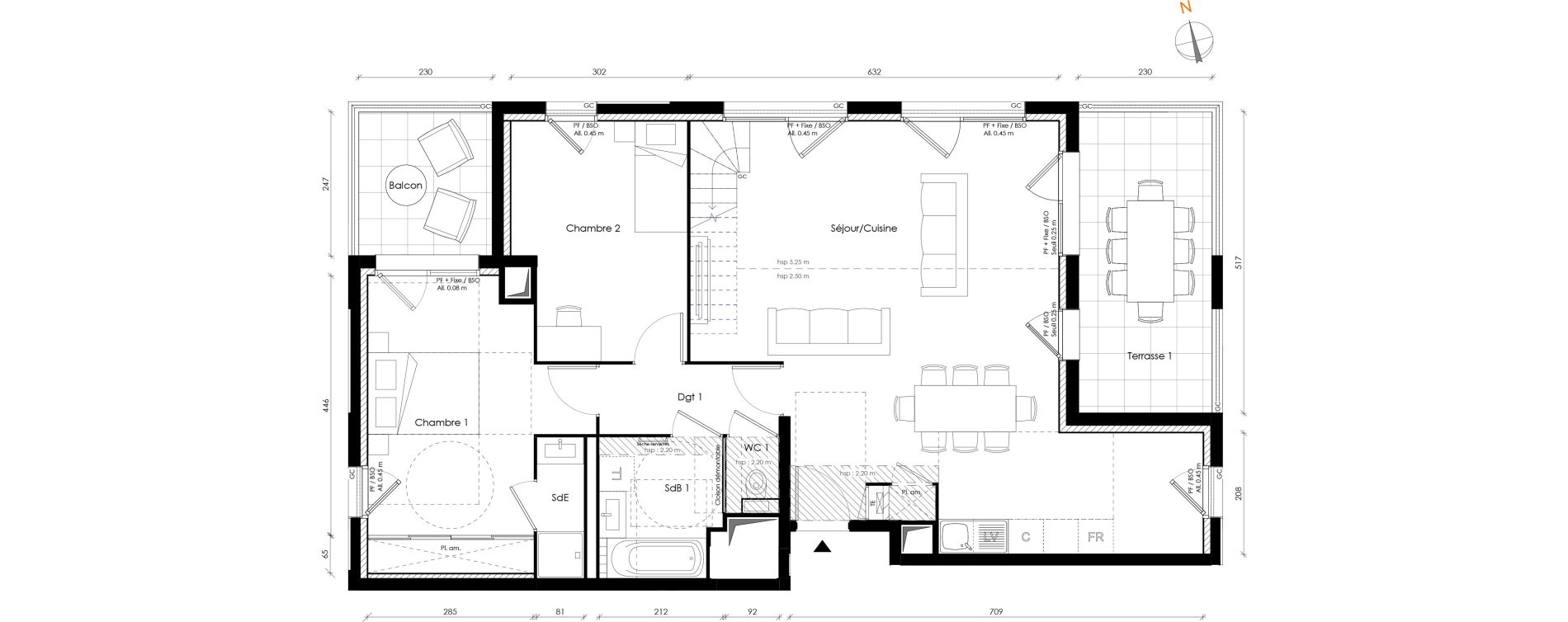 Appartement T5 de 115,63 m2 &agrave; Lyon Transvaal (8eme)