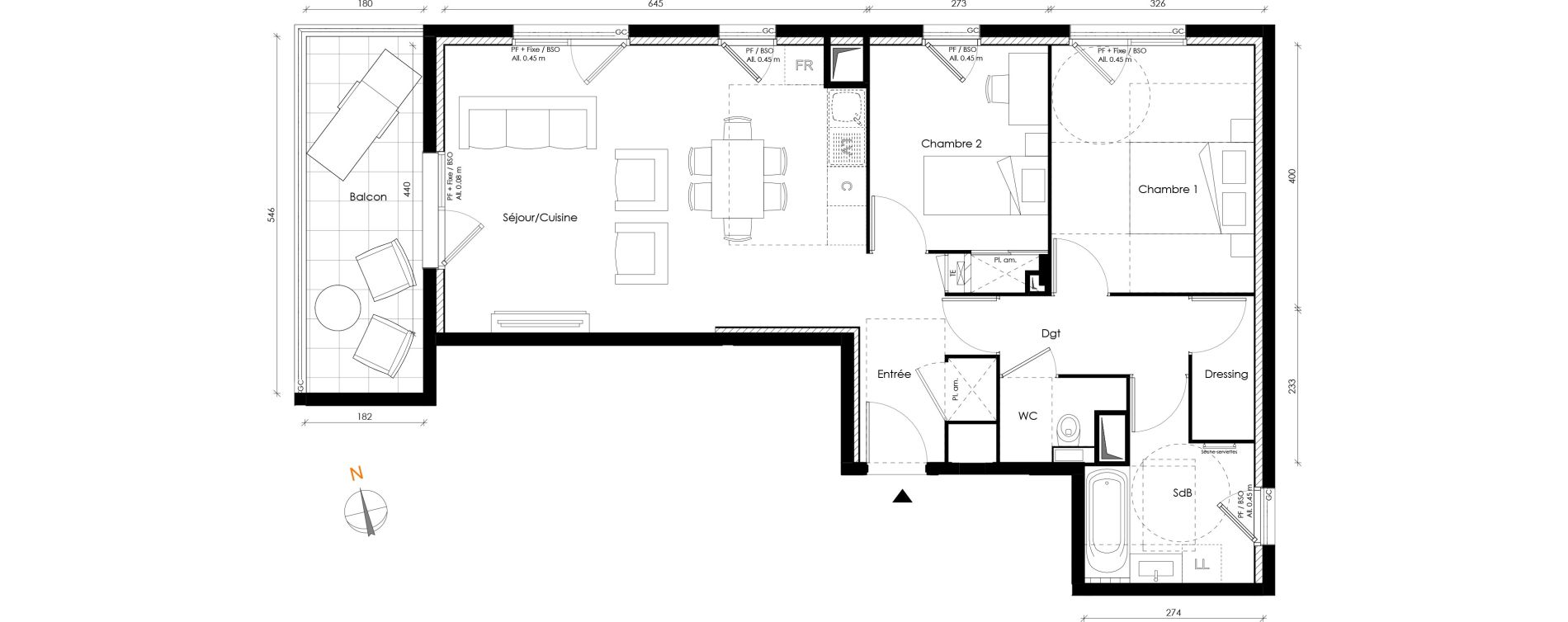 Appartement T3 de 67,90 m2 &agrave; Lyon Transvaal (8eme)