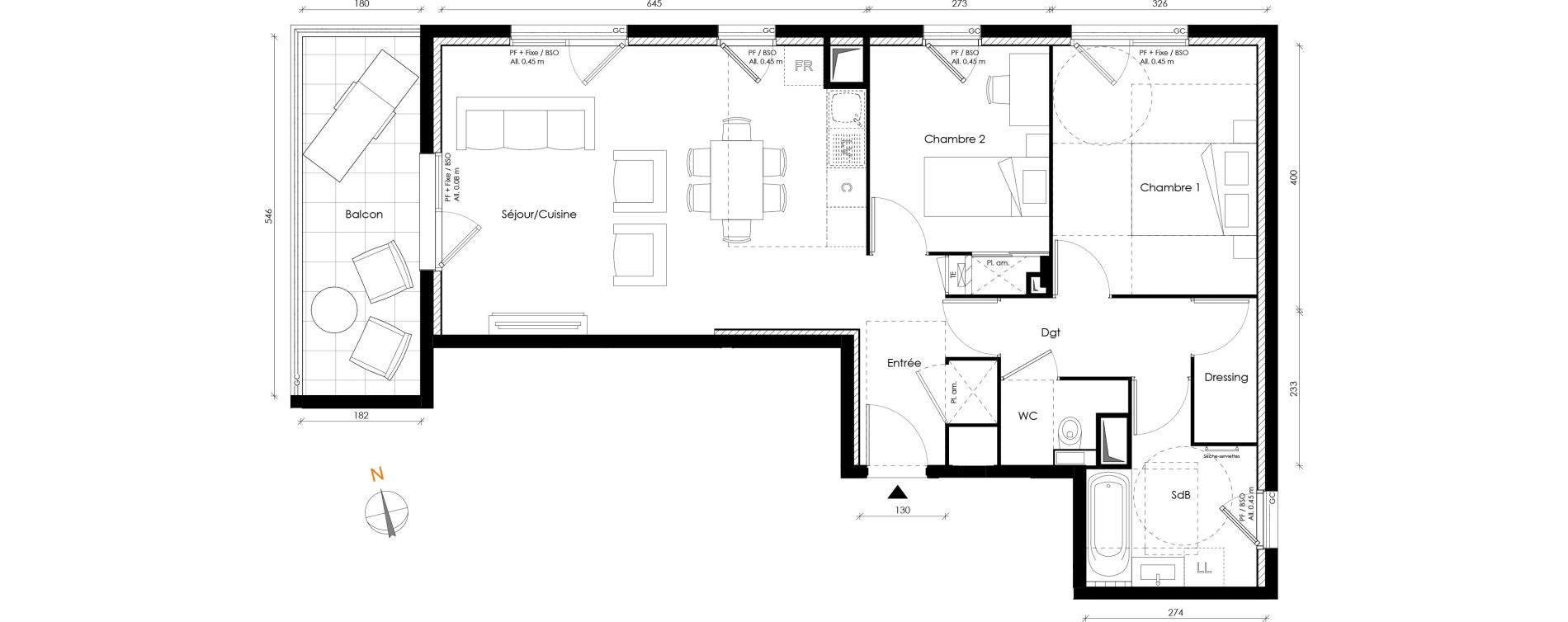 Appartement T3 de 67,90 m2 &agrave; Lyon Transvaal (8eme)