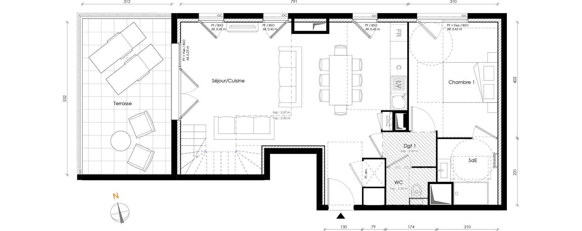 Appartement T4 de 91,65 m2 &agrave; Lyon Transvaal (8eme)