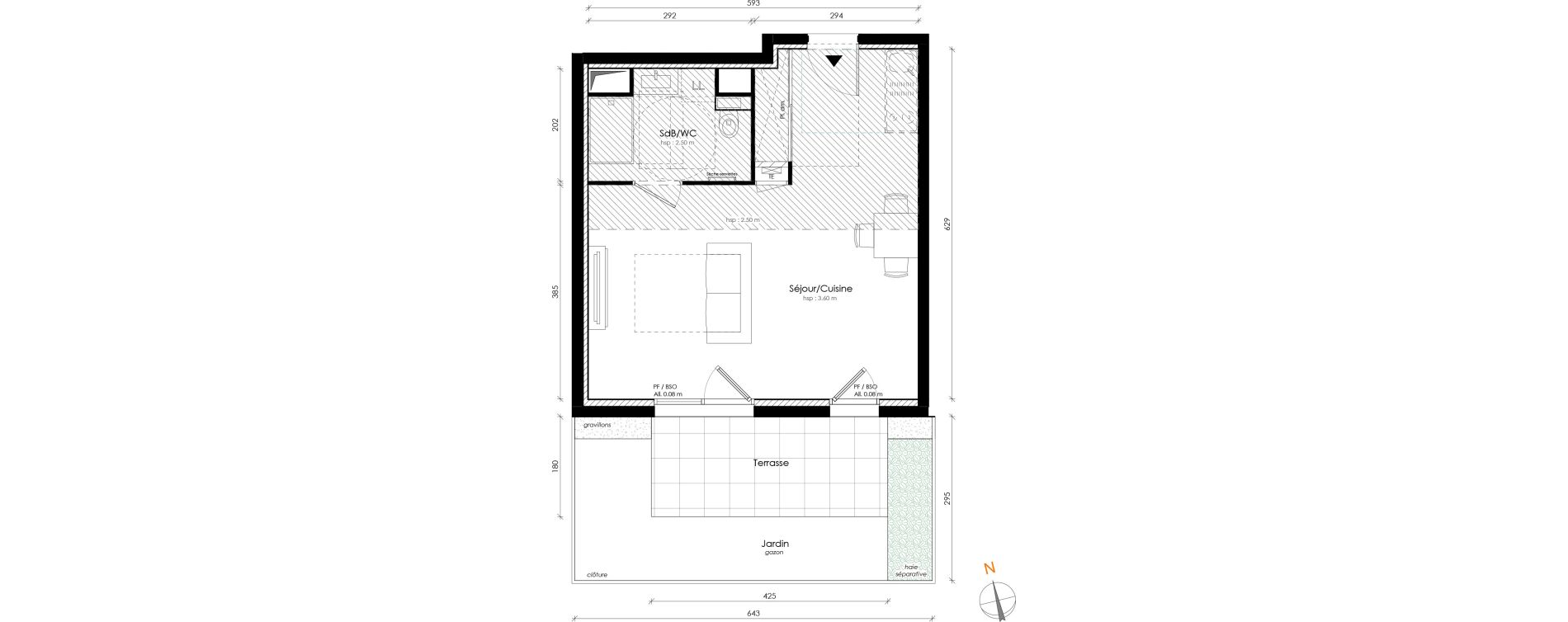 Appartement T2 de 34,68 m2 &agrave; Lyon Transvaal (8eme)