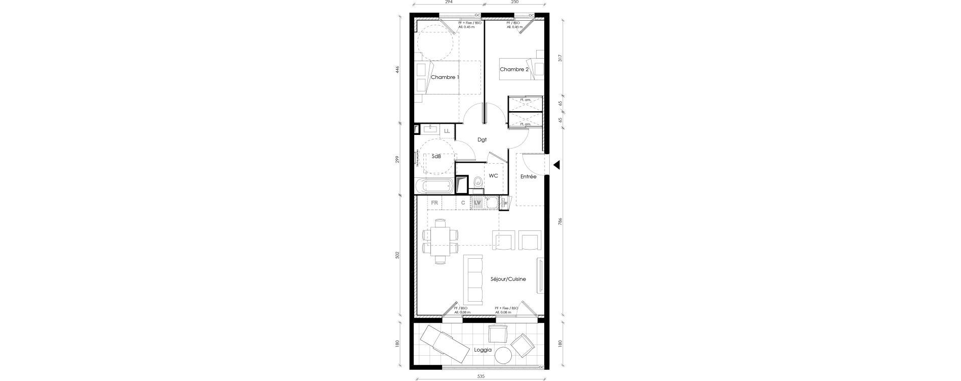 Appartement T3 de 64,85 m2 &agrave; Lyon Transvaal (8eme)