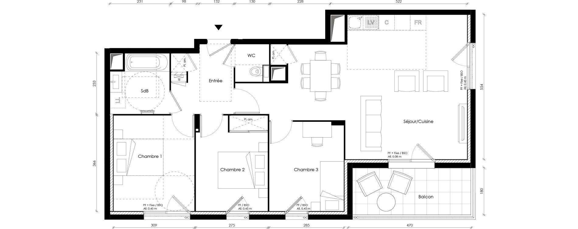 Appartement T4 de 78,42 m2 &agrave; Lyon Transvaal (8eme)