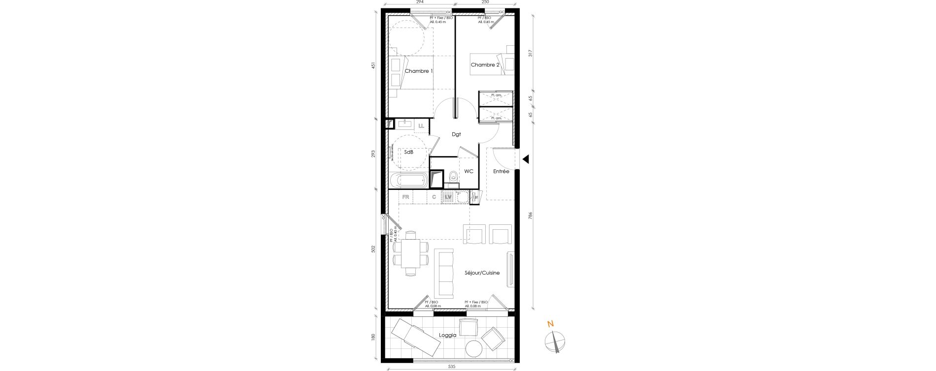 Appartement T3 de 63,84 m2 &agrave; Lyon Transvaal (8eme)