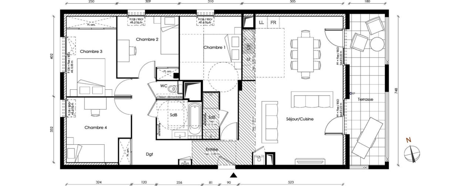 Appartement T5 de 99,09 m2 &agrave; Lyon Transvaal (8eme)