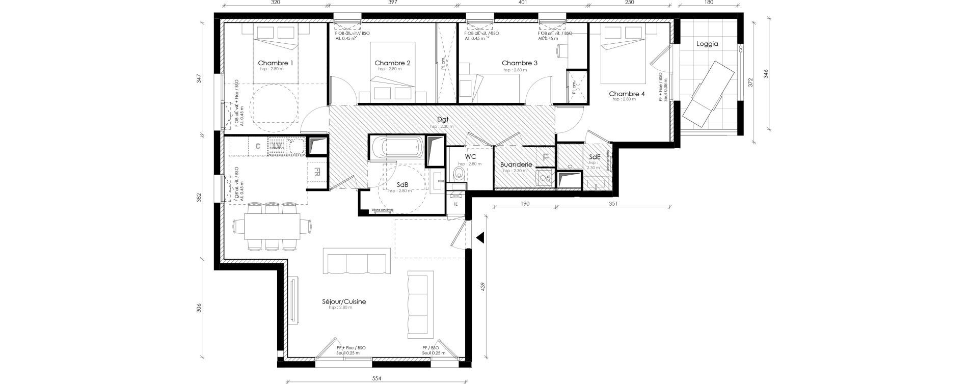 Appartement T5 de 97,53 m2 &agrave; Lyon Transvaal (8eme)