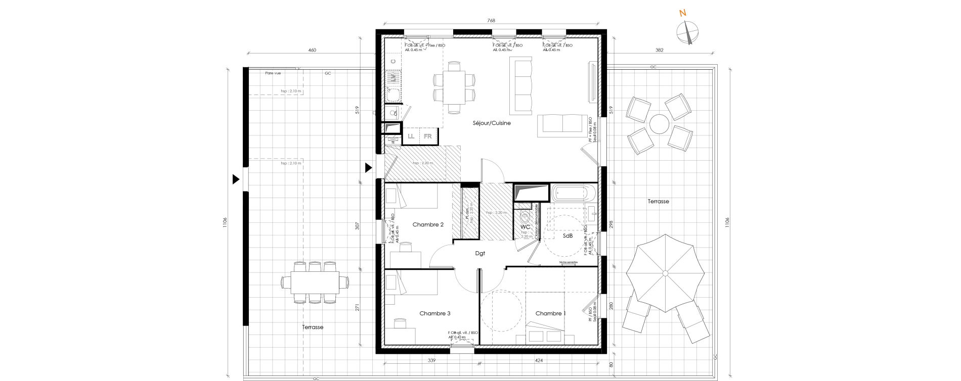 Appartement T4 de 81,71 m2 &agrave; Lyon Transvaal (8eme)