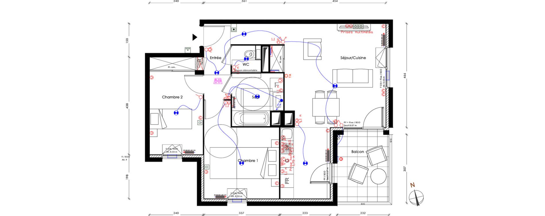 Appartement T3 de 64,03 m2 &agrave; Lyon Transvaal (8eme)