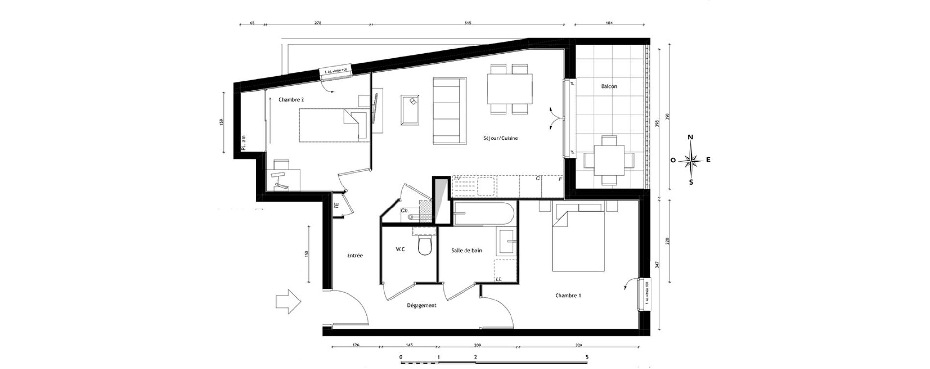Appartement T3 de 55,51 m2 &agrave; Lyon Pierre valdo (5eme)