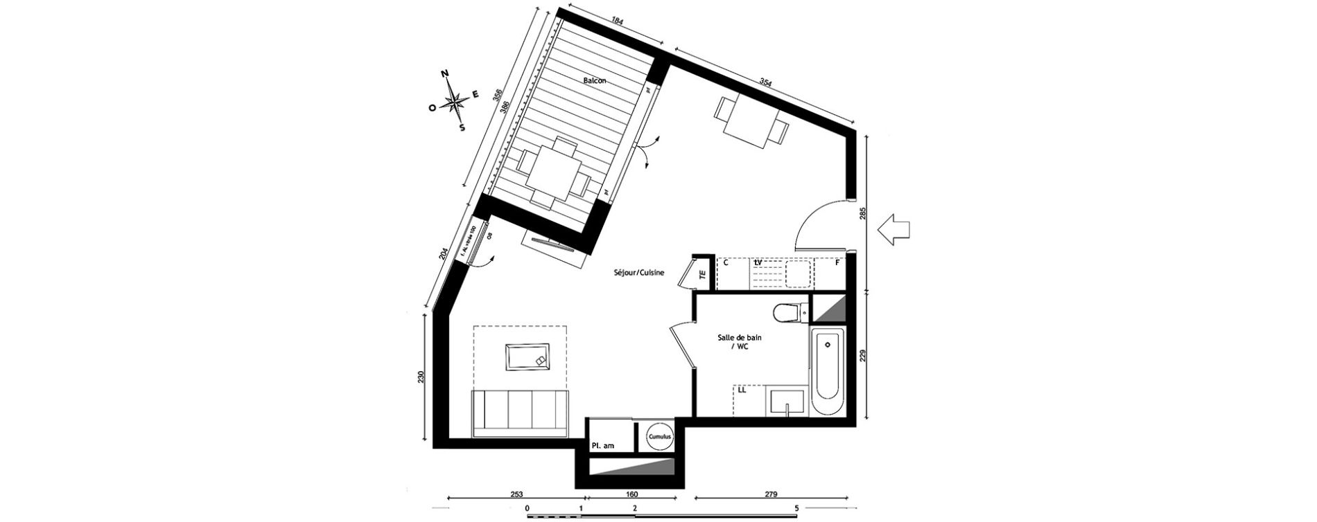 Appartement T1 de 35,90 m2 &agrave; Lyon Pierre valdo (5eme)