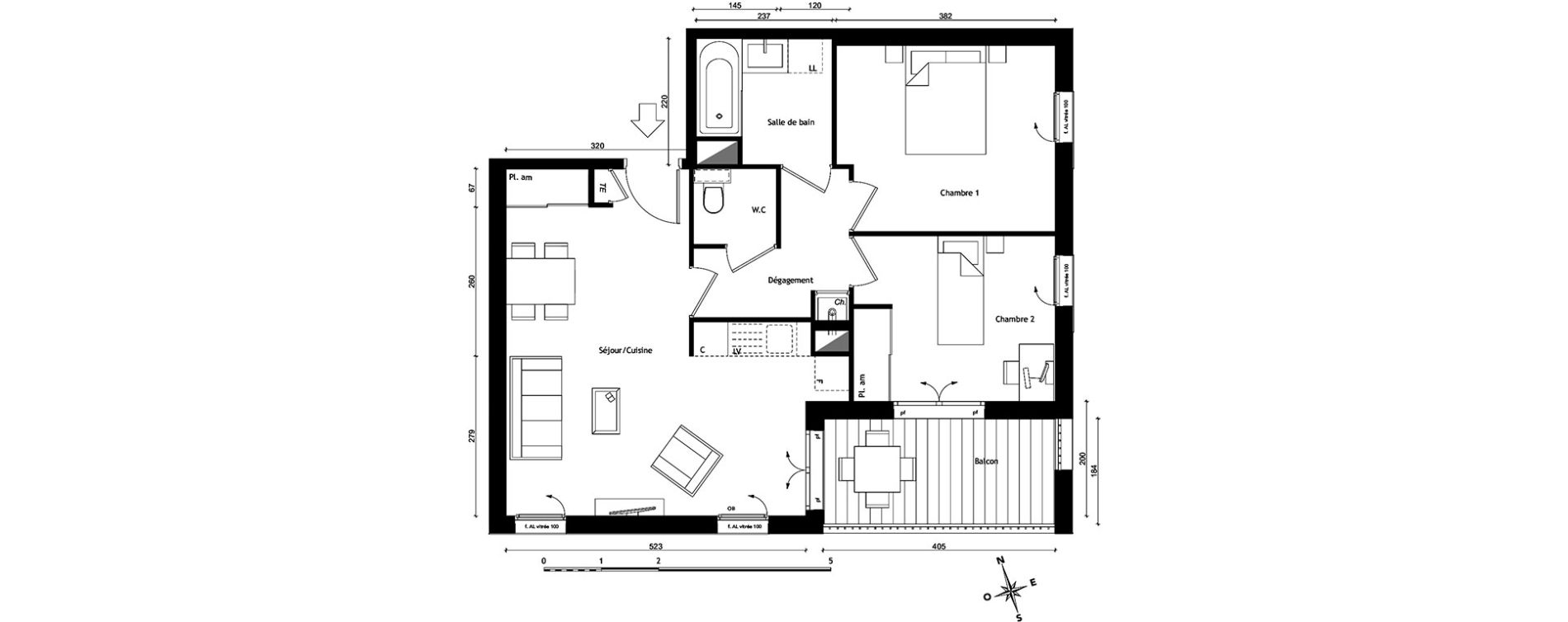 Appartement T3 de 60,16 m2 &agrave; Lyon Pierre valdo (5eme)