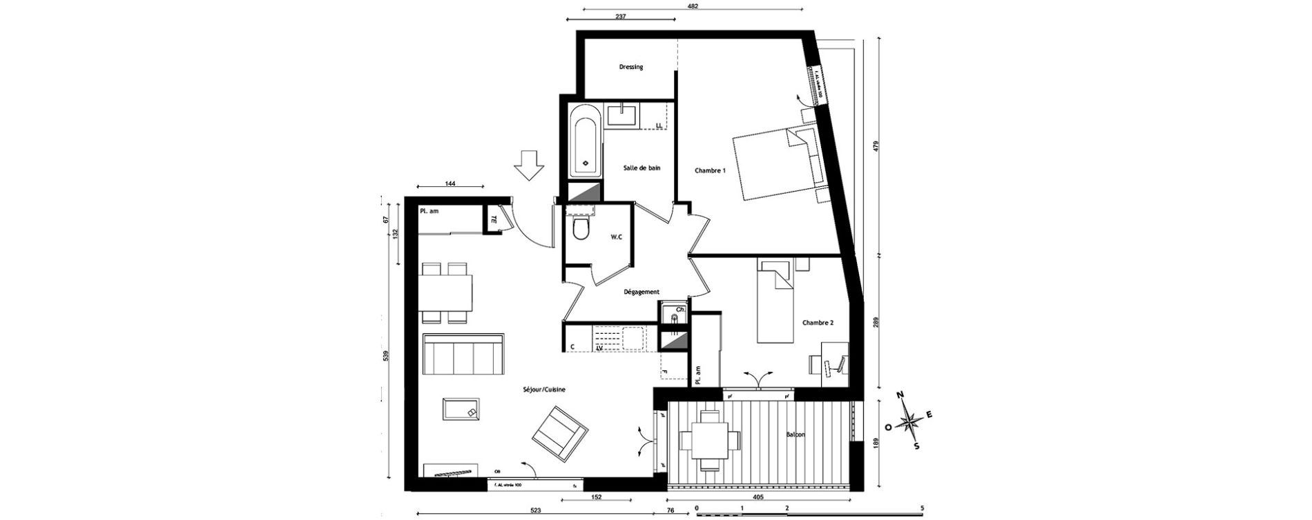 Appartement T3 de 65,68 m2 &agrave; Lyon Pierre valdo (5eme)