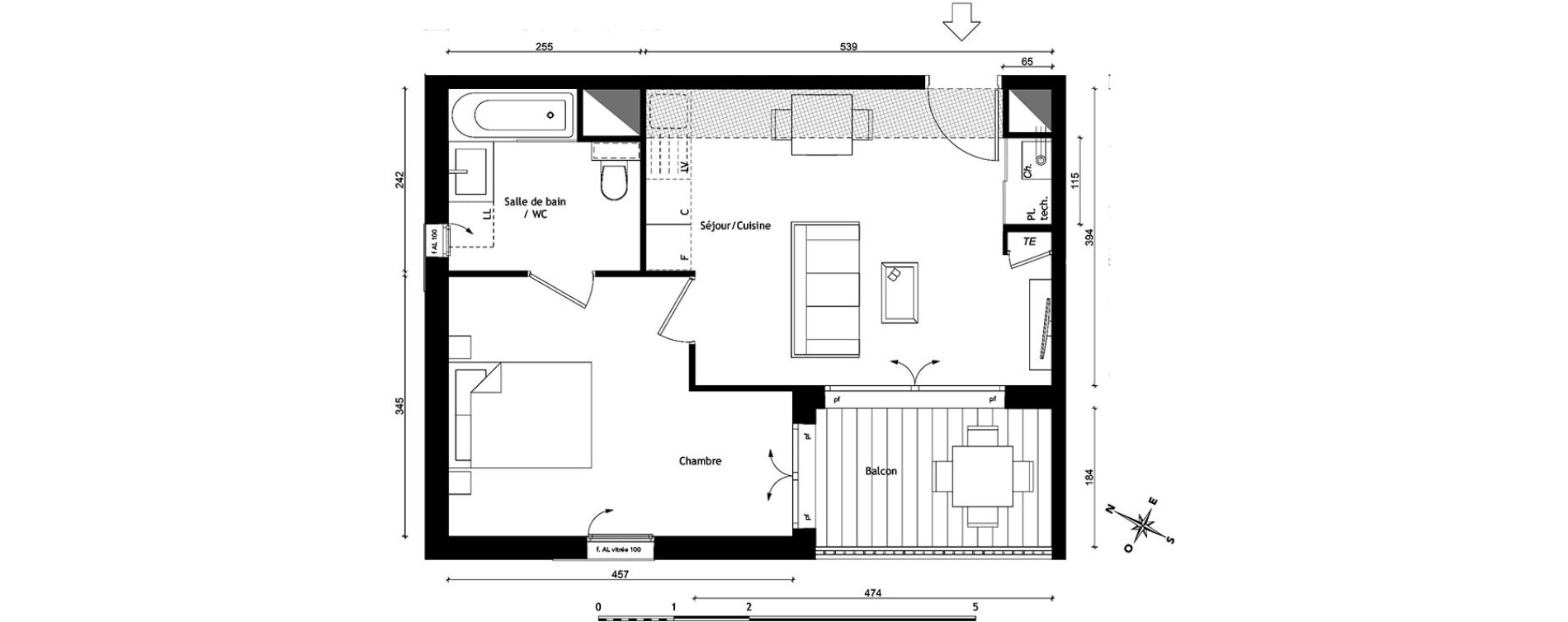 Appartement T2 de 38,83 m2 &agrave; Lyon Pierre valdo (5eme)