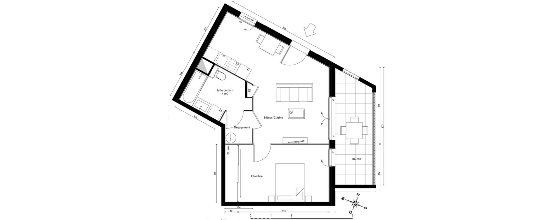 Appartement T2 de 45,27 m2 &agrave; Lyon Pierre valdo (5eme)