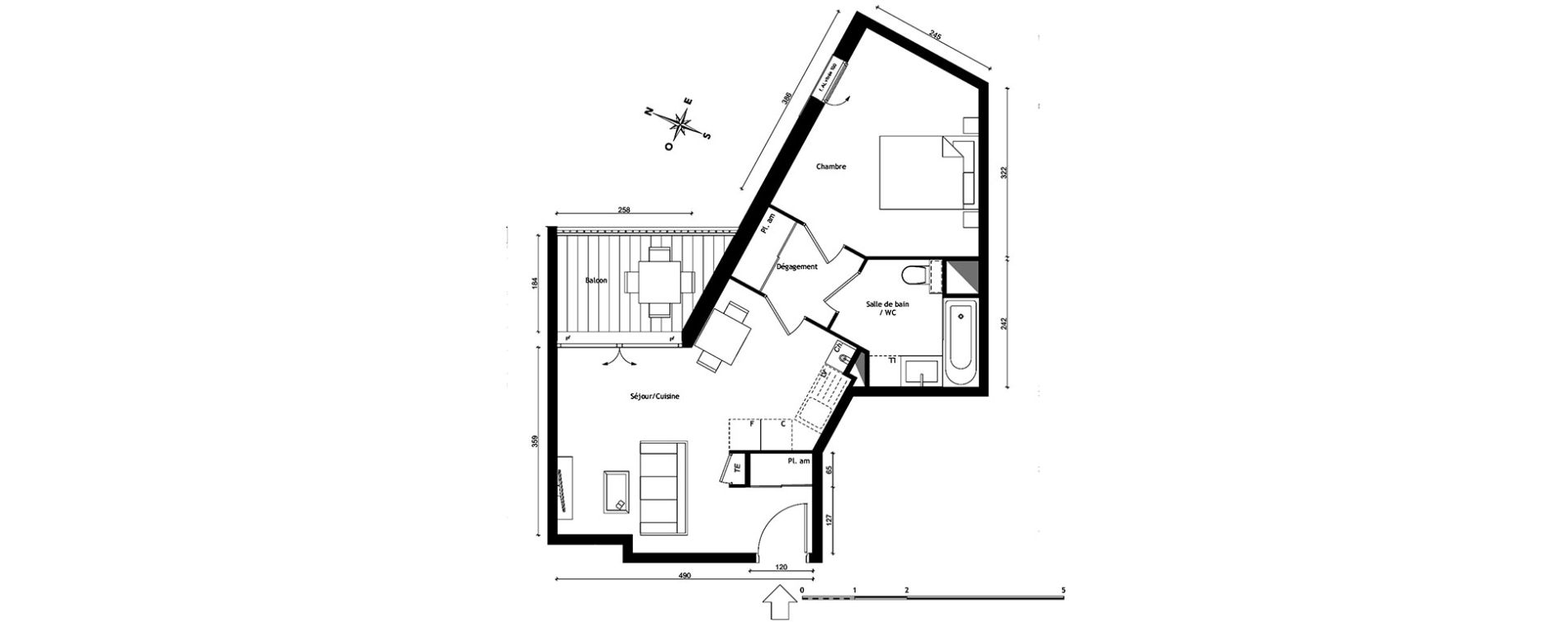 Appartement T2 de 42,25 m2 &agrave; Lyon Pierre valdo (5eme)