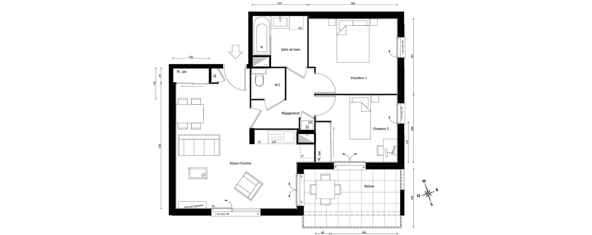Appartement T3 de 59,93 m2 &agrave; Lyon Pierre valdo (5eme)