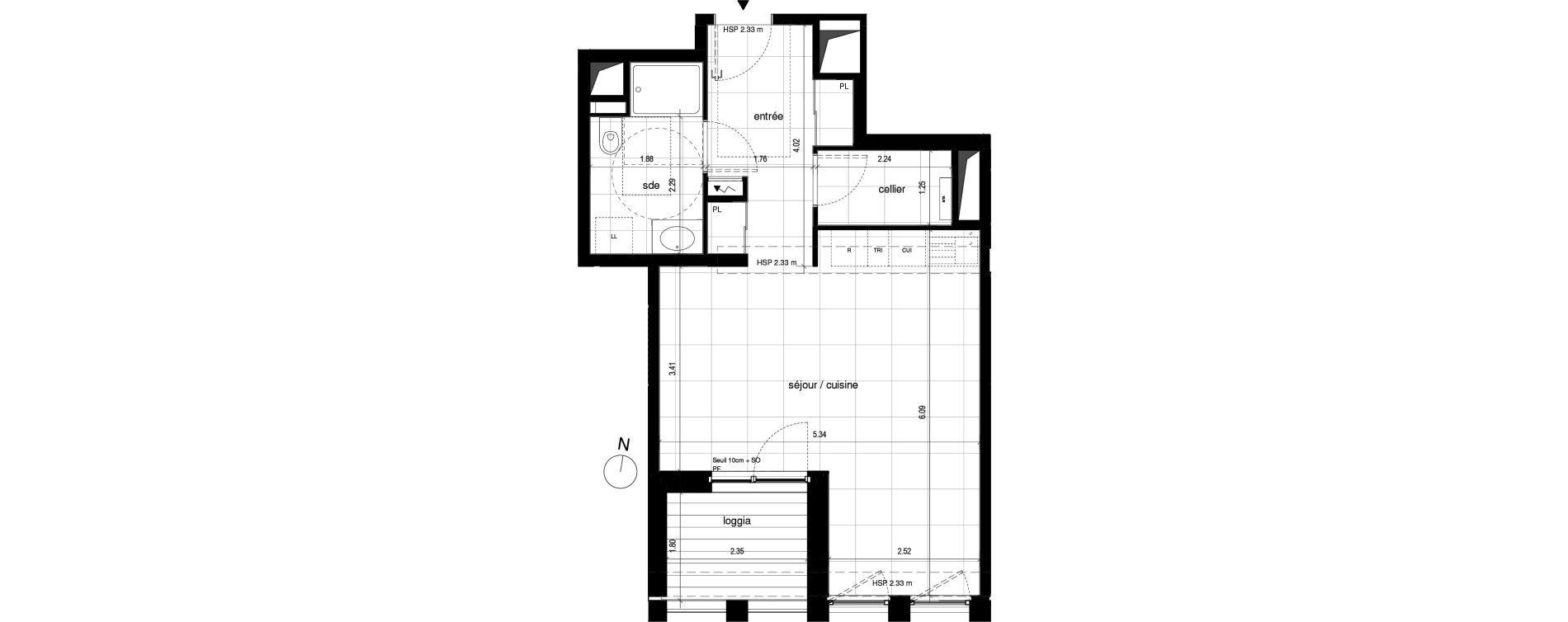 Appartement T1 de 40,70 m2 &agrave; Lyon Part dieu (3eme)