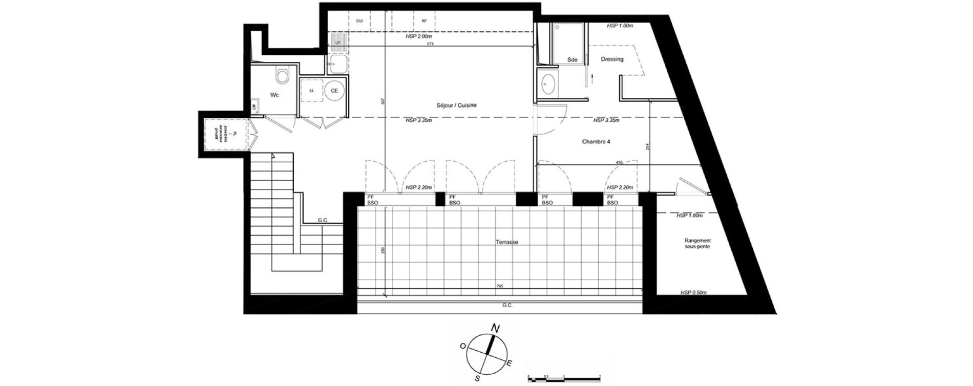 Duplex T5 de 112,54 m2 &agrave; Lyon Point-du-jour (5eme)