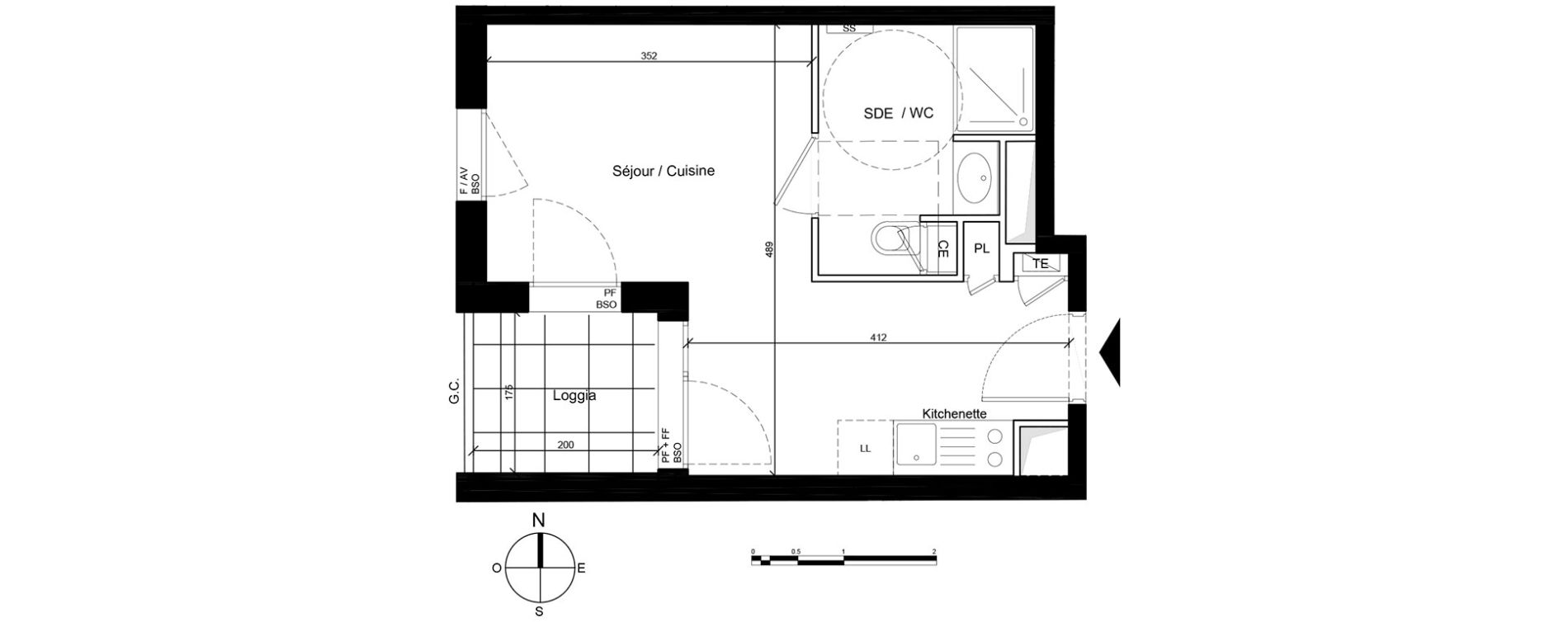 Appartement T1 de 23,87 m2 &agrave; Lyon Point-du-jour (5eme)
