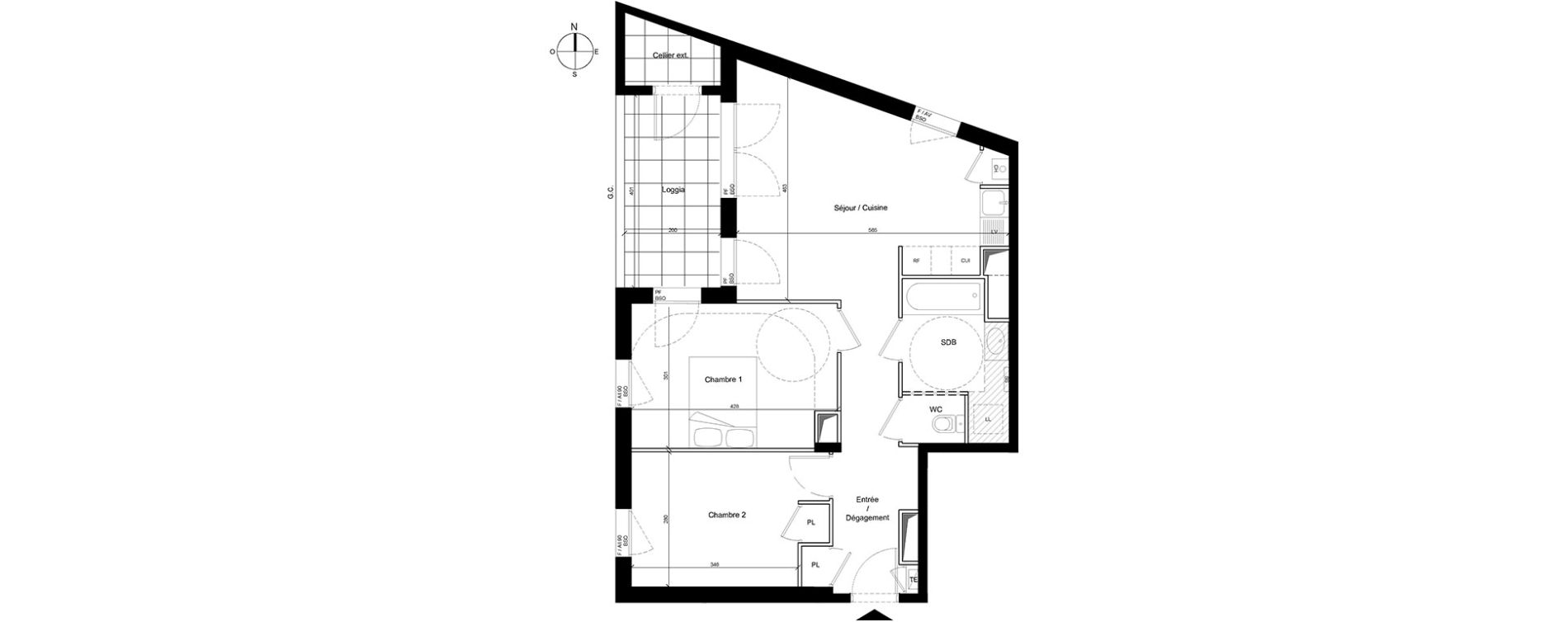 Appartement T3 de 60,32 m2 &agrave; Lyon Point-du-jour (5eme)