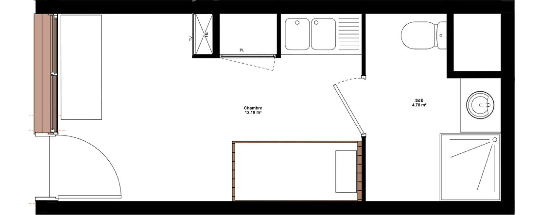 Appartement T1 meubl&eacute; de 16,96 m2 &agrave; Lyon Mermoz (8eme)