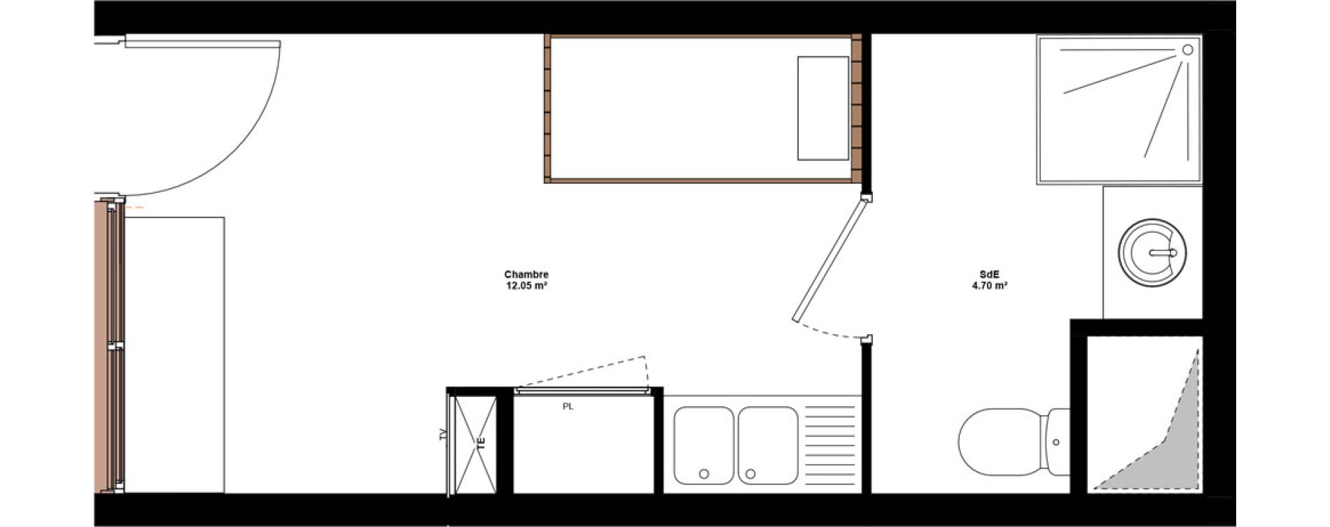 Appartement T1 meubl&eacute; de 16,75 m2 &agrave; Lyon Mermoz (8eme)