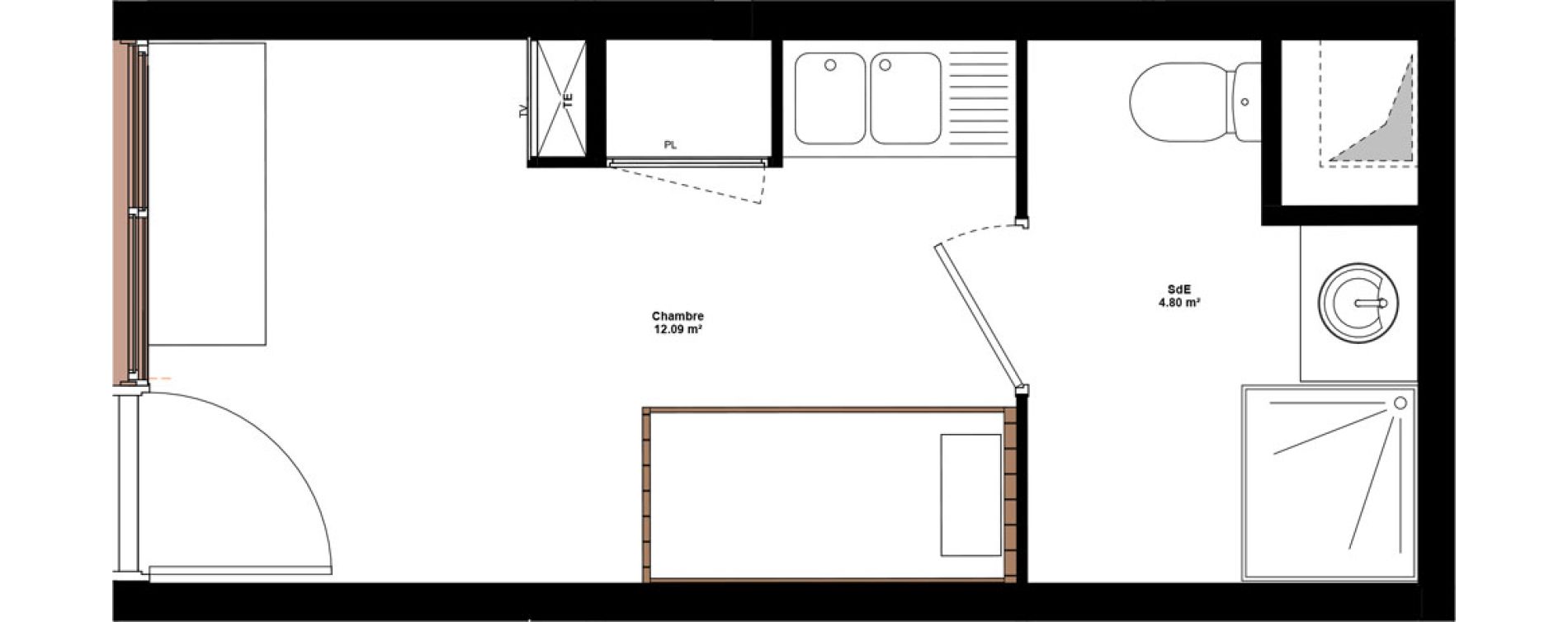 Appartement T1 meubl&eacute; de 16,89 m2 &agrave; Lyon Mermoz (8eme)