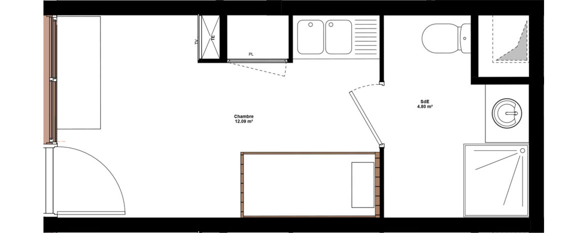 Appartement T1 meubl&eacute; de 16,89 m2 &agrave; Lyon Mermoz (8eme)