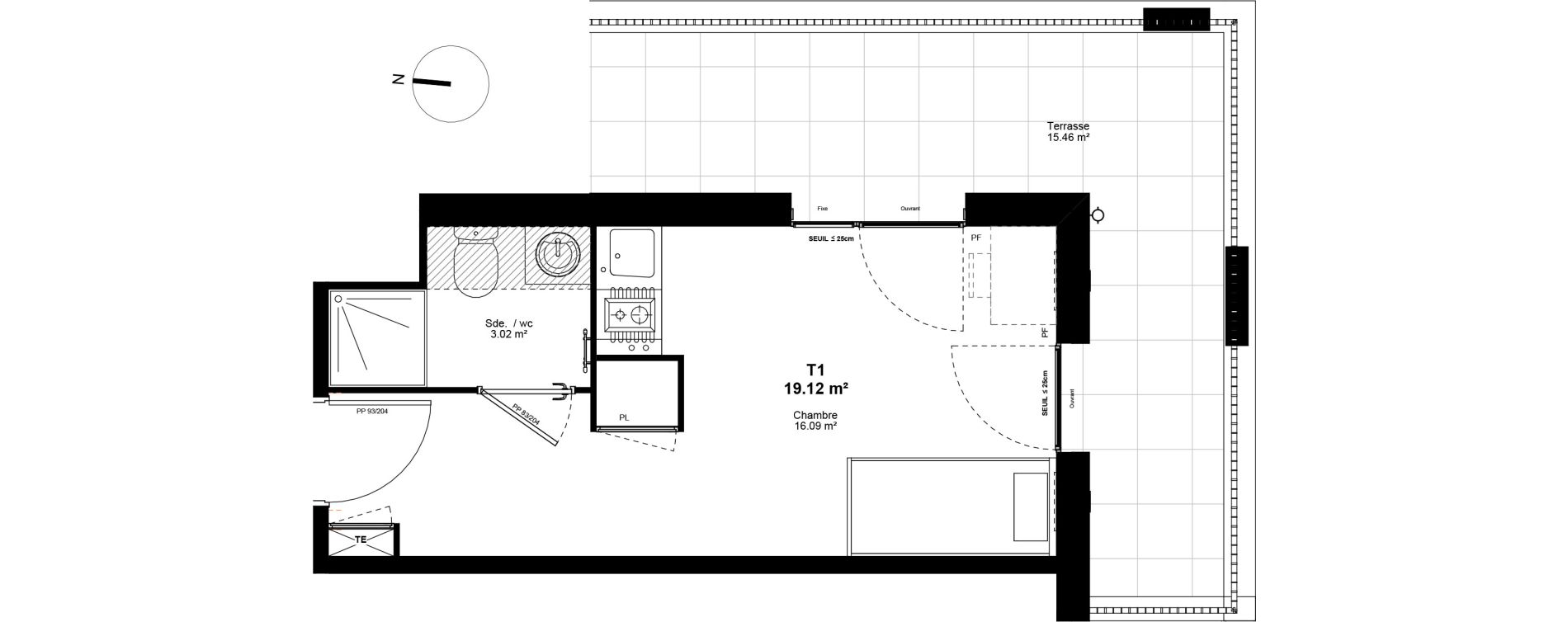 Appartement T1 de 19,12 m2 &agrave; Lyon Mermoz (8eme)