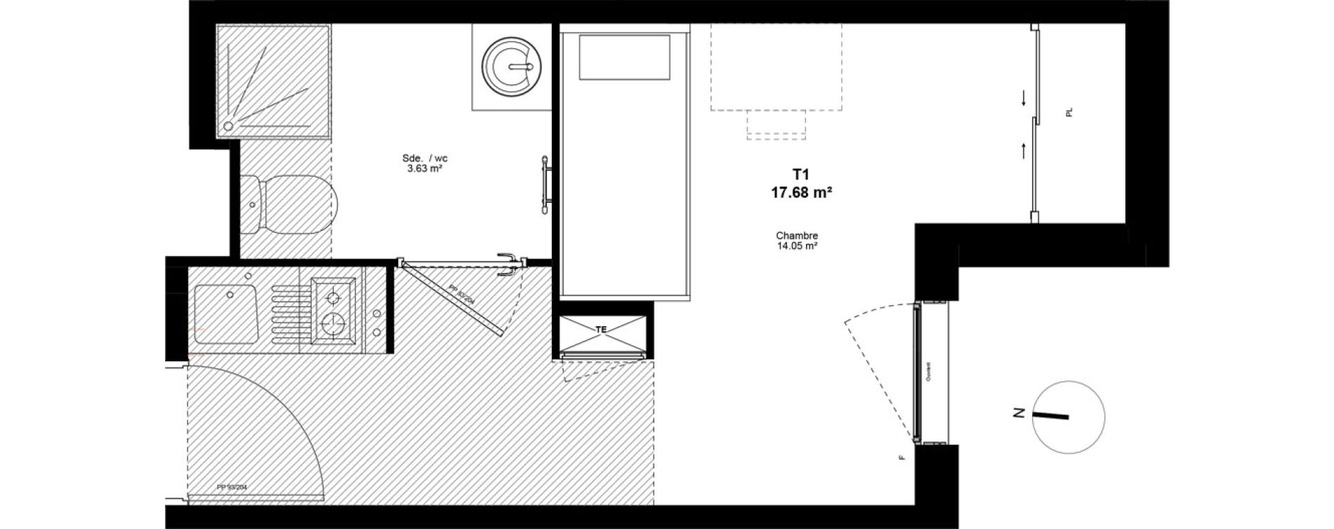 Appartement T1 de 17,68 m2 &agrave; Lyon Mermoz (8eme)