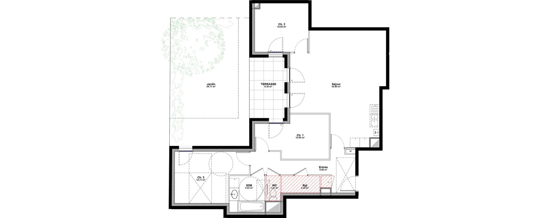 Appartement T4 de 87,37 m2 &agrave; Lyon L'artillerie - la gare (7eme)