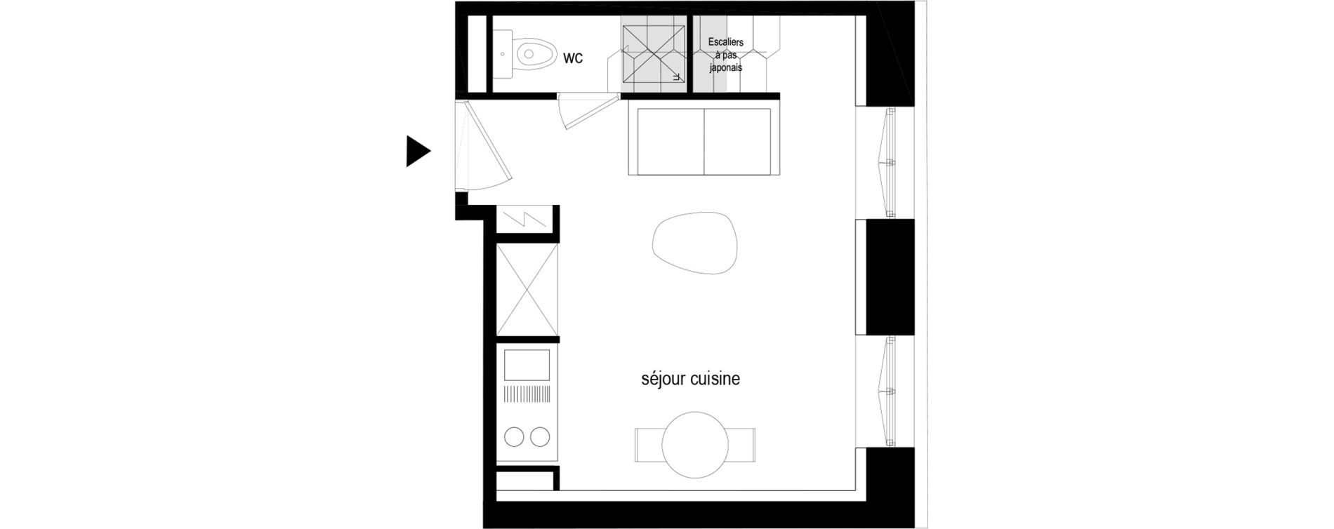 Duplex T1 bis de 32,50 m2 &agrave; Lyon Paul bert (3eme)