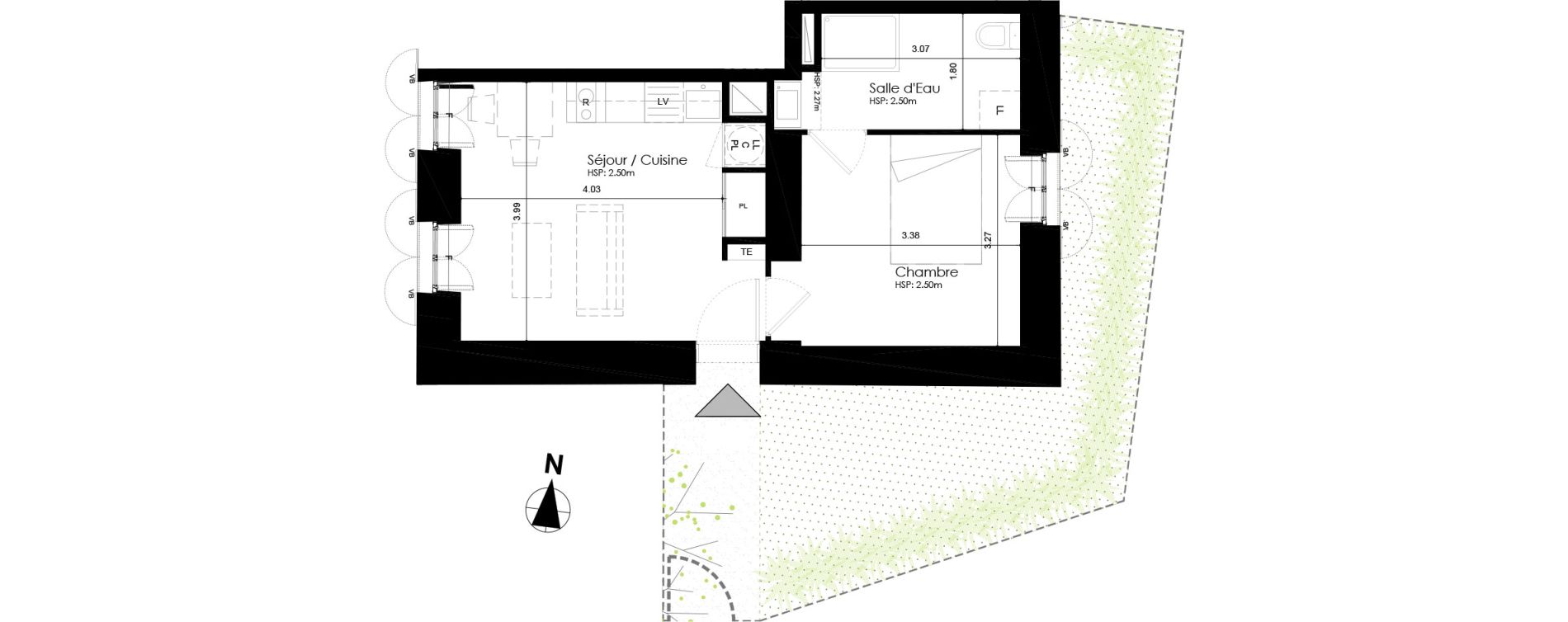 Appartement T2 de 35,71 m2 &agrave; Lyon Grand champ - jean perrin (9eme)