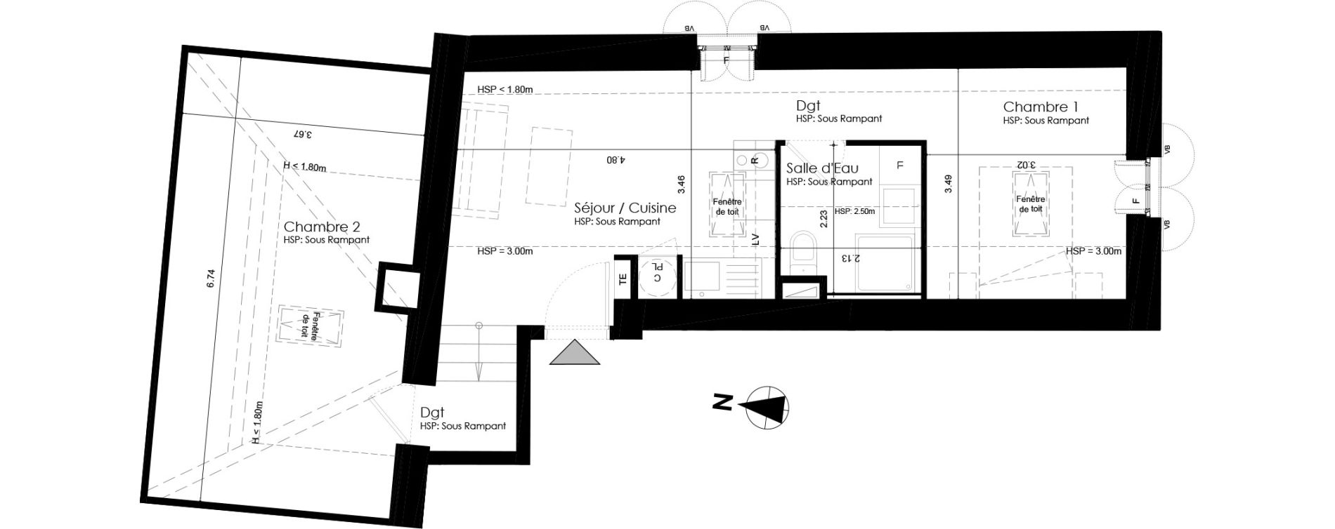 Appartement T3 de 41,69 m2 &agrave; Lyon Grand champ - jean perrin (9eme)