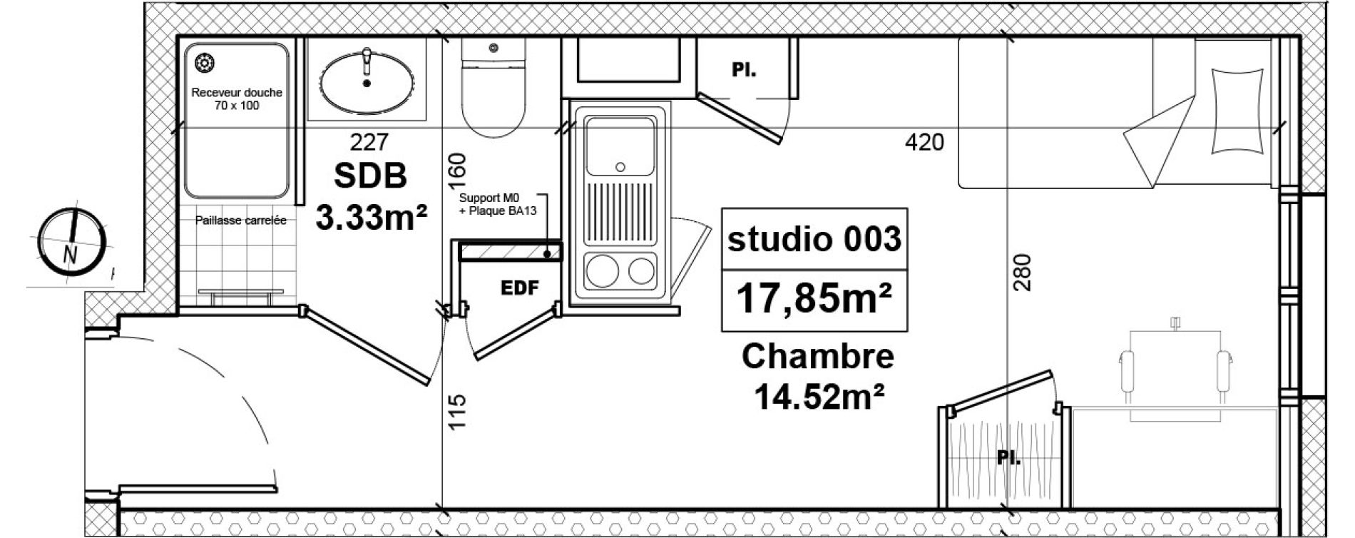 Studio de 17,89 m2 &agrave; Lyon Grand trou (8eme)