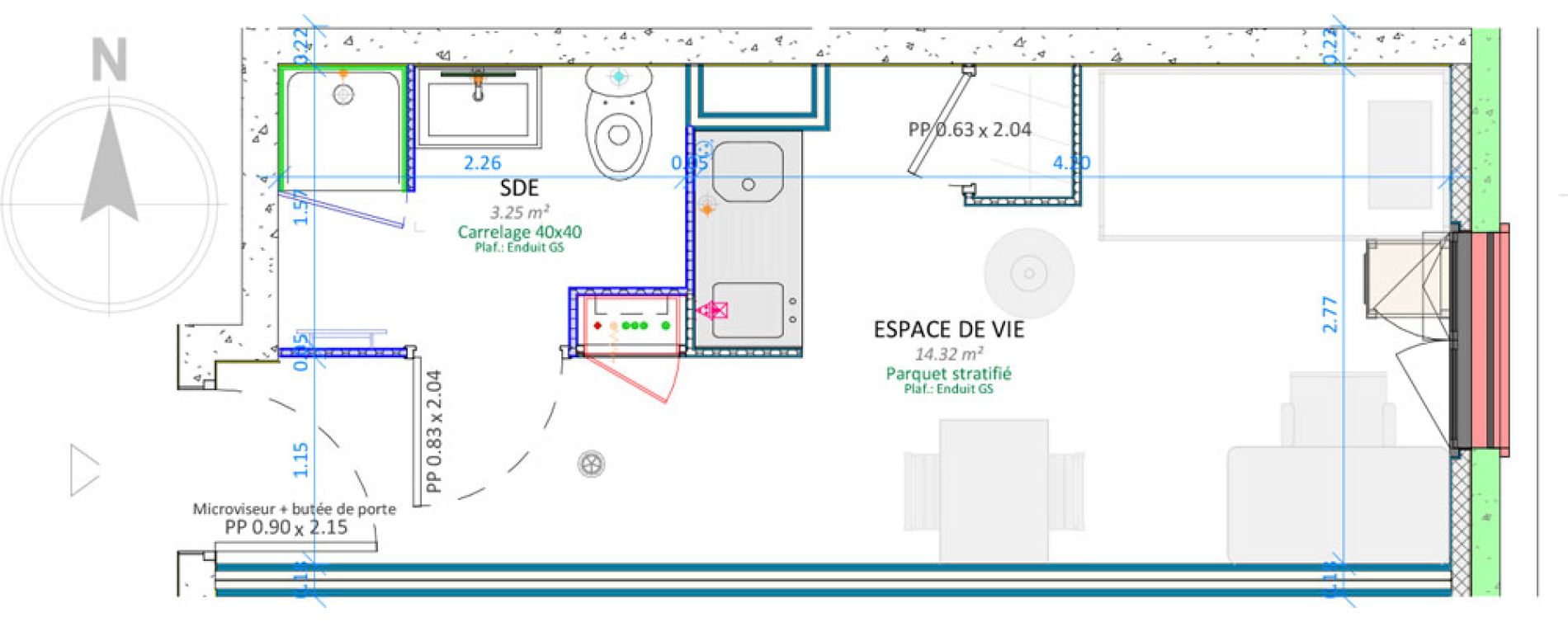 Appartement T1 de 17,57 m2 &agrave; Lyon Grand trou (8eme)