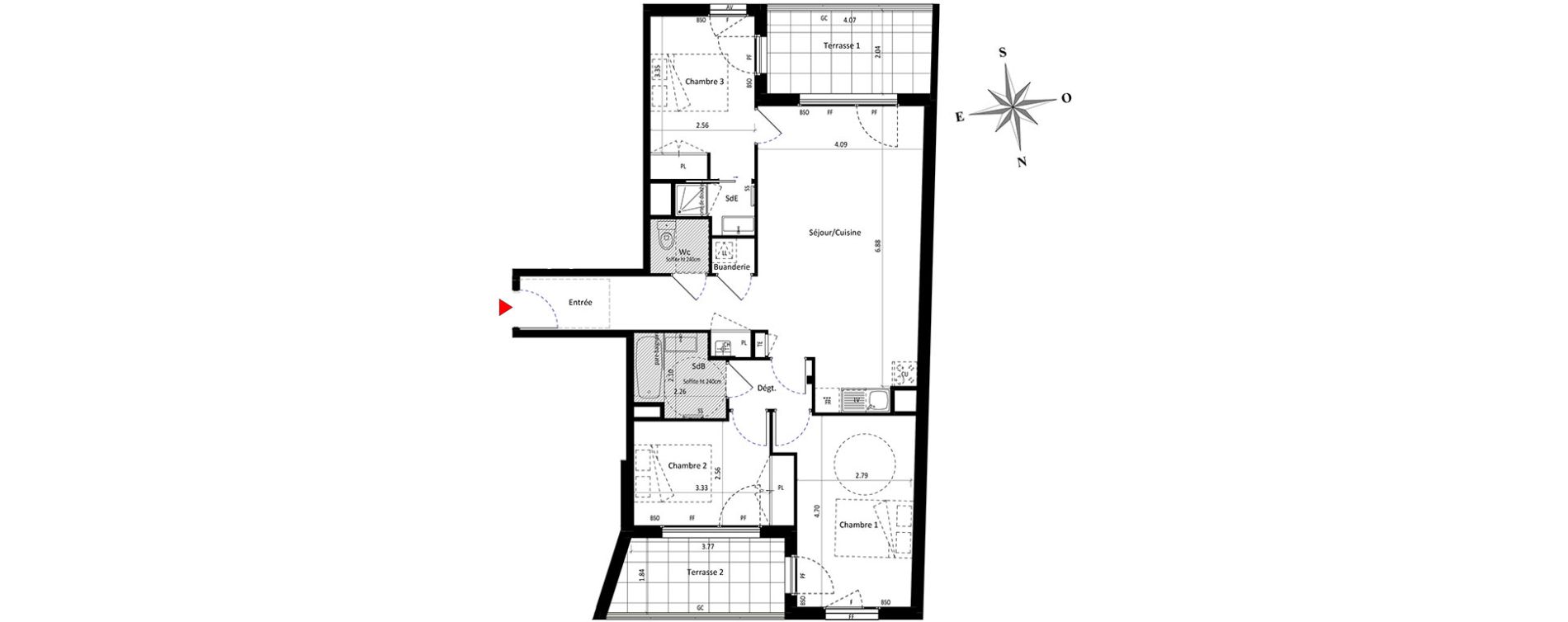 Appartement T4 de 81,45 m2 &agrave; Lyon Point-du-jour (5eme)