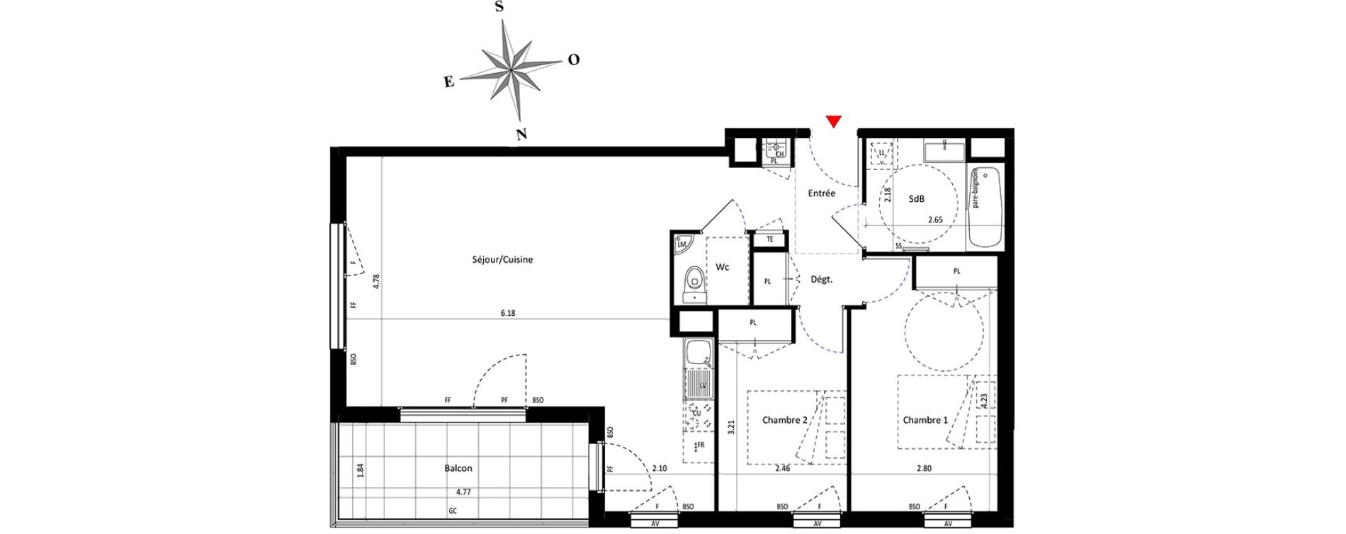 Appartement T3 de 73,45 m2 &agrave; Lyon Point-du-jour (5eme)