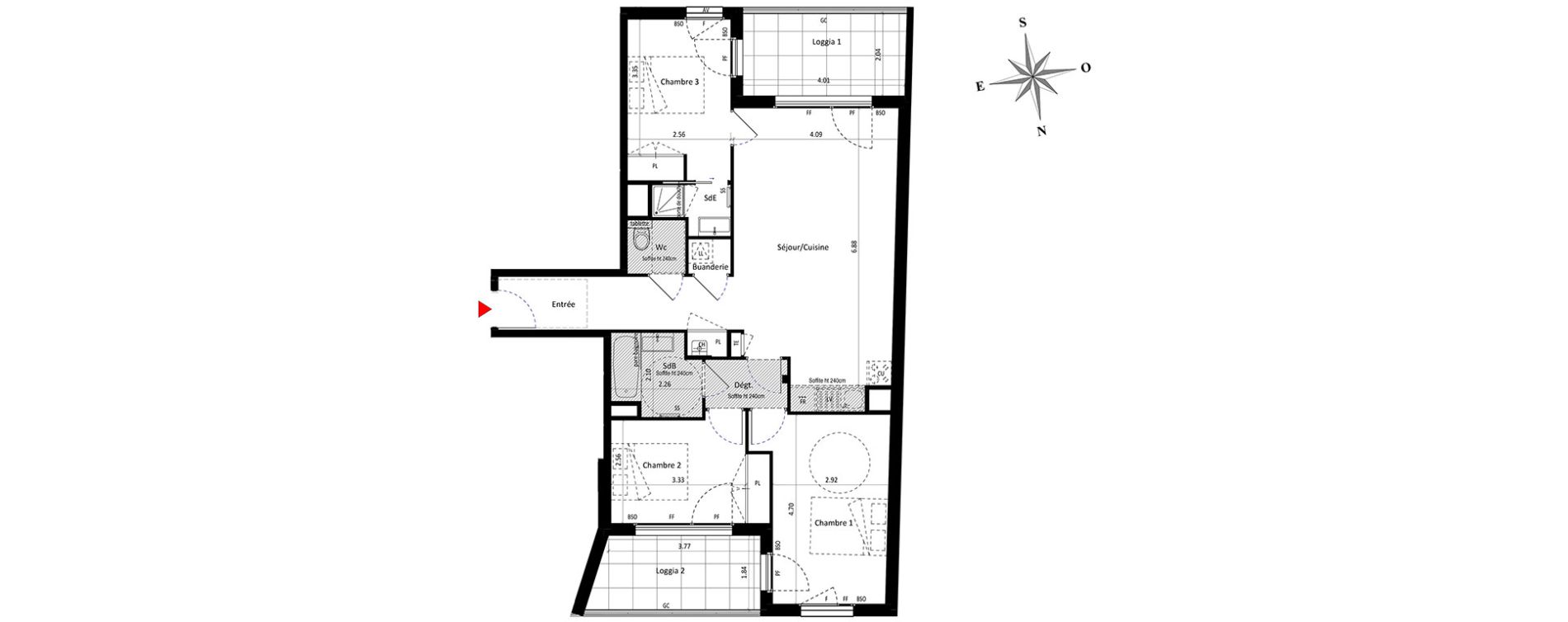 Appartement T4 de 81,49 m2 &agrave; Lyon Point-du-jour (5eme)