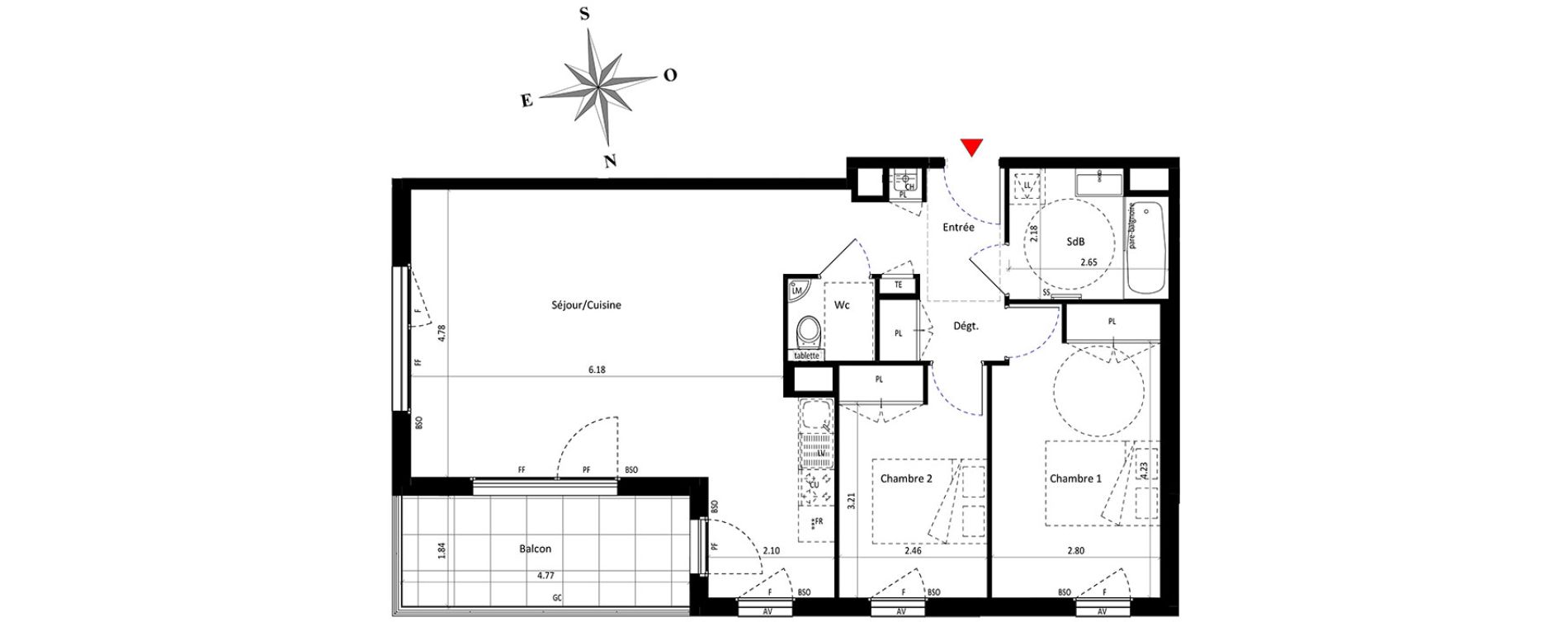 Appartement T3 de 73,45 m2 &agrave; Lyon Point-du-jour (5eme)